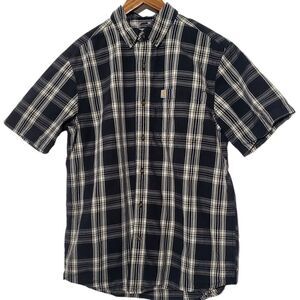 CARHARTT Mens Foreman Button Down Shirt Size Large Black Work Relaxed Fit